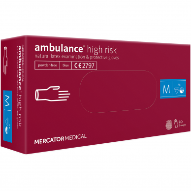 Pirštinės lateksinės storos Ambulance High Risk, 50 vnt 1