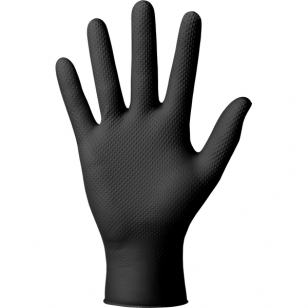 Перчатки нитриловые одноразовые, удлиненные Ideal Grip + черные, 50шт.