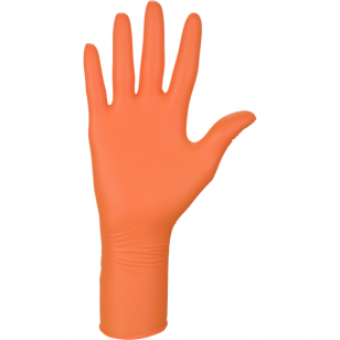 Перчатки нитриловые одноразовые толстые, оранжевые, 100 шт.