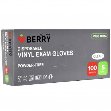 Disposable Berry vinyl gloves without powder (transparent, no medical) 100pcs 1