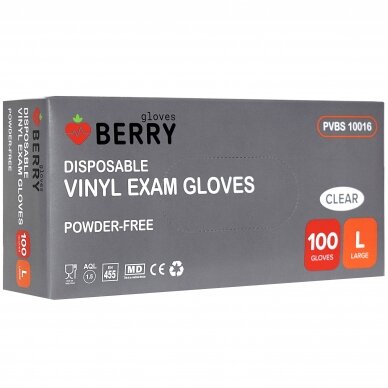 Disposable Berry vinyl gloves without powder (transparent, no medical) 100pcs 3