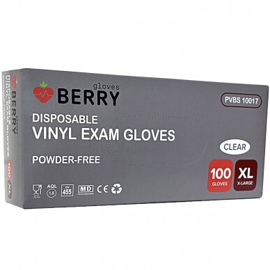Disposable Berry vinyl gloves without powder (transparent, no medical) 100pcs 4